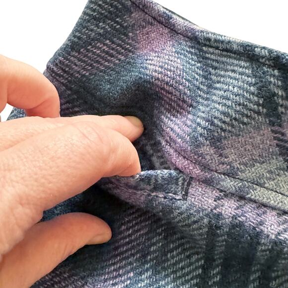 L.L. Bean tartan plaid wool blend skirt Sz 14 Purple pencil preppy academia - Picture 3 of 11